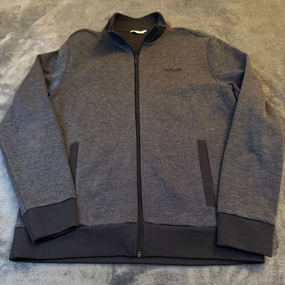 Calvin Klein Full Zip Track Jacket Heathered Charcoal Gray Black Mens Medium